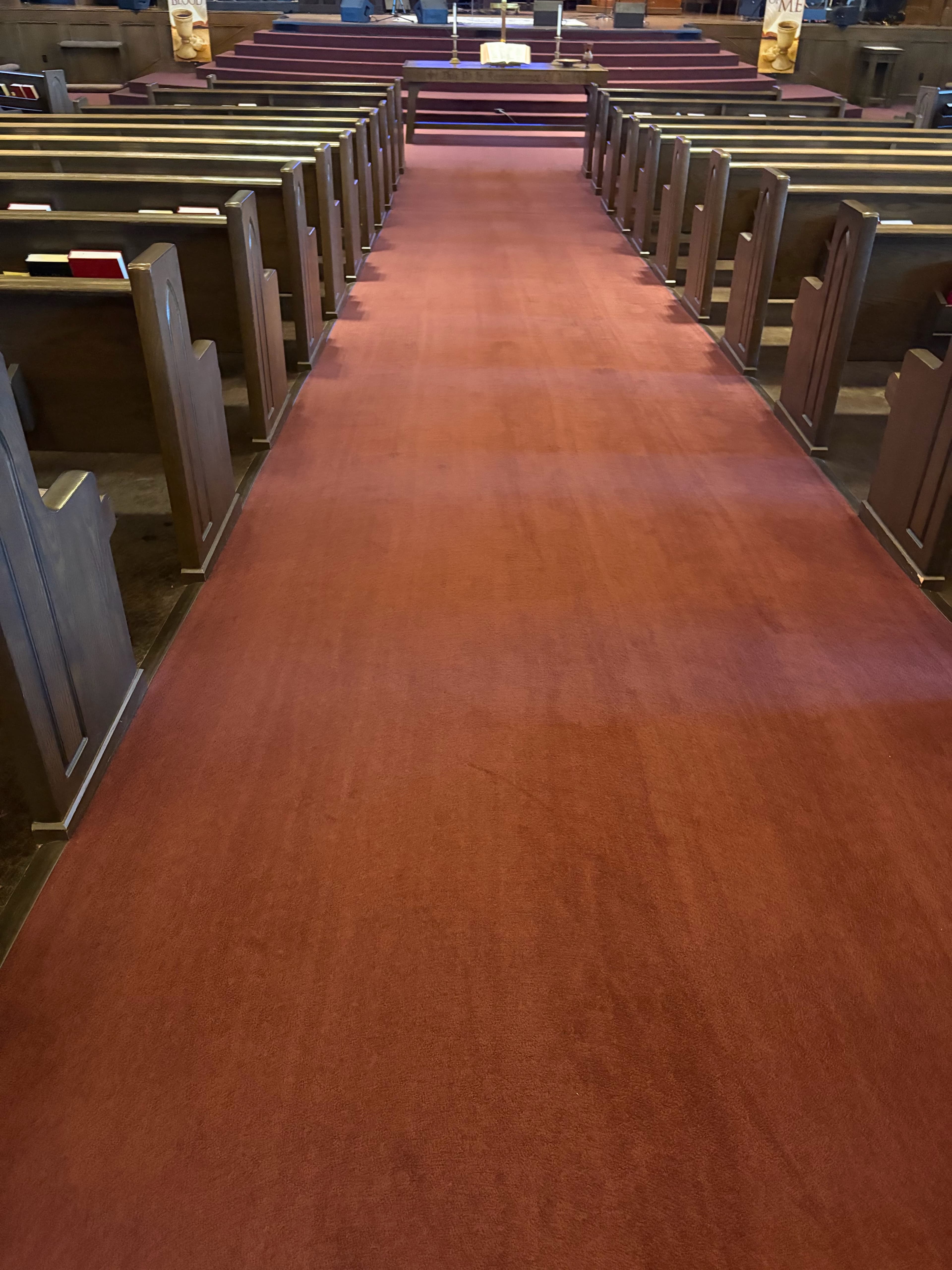 Sanctuary aisle and carpet.